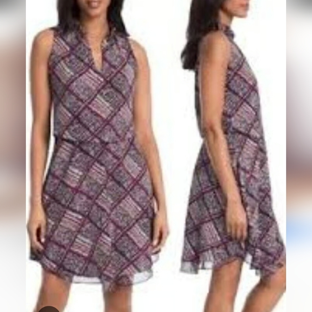 White House Black Market Purple and Black Mini Dress